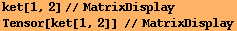 ket[1, 2]//MatrixDisplay Tensor[ket[1, 2]] //MatrixDisplay 