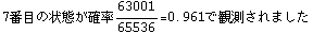 7Ԗڂ̏Ԃm63001/65536 = 0.961Ŋϑ܂